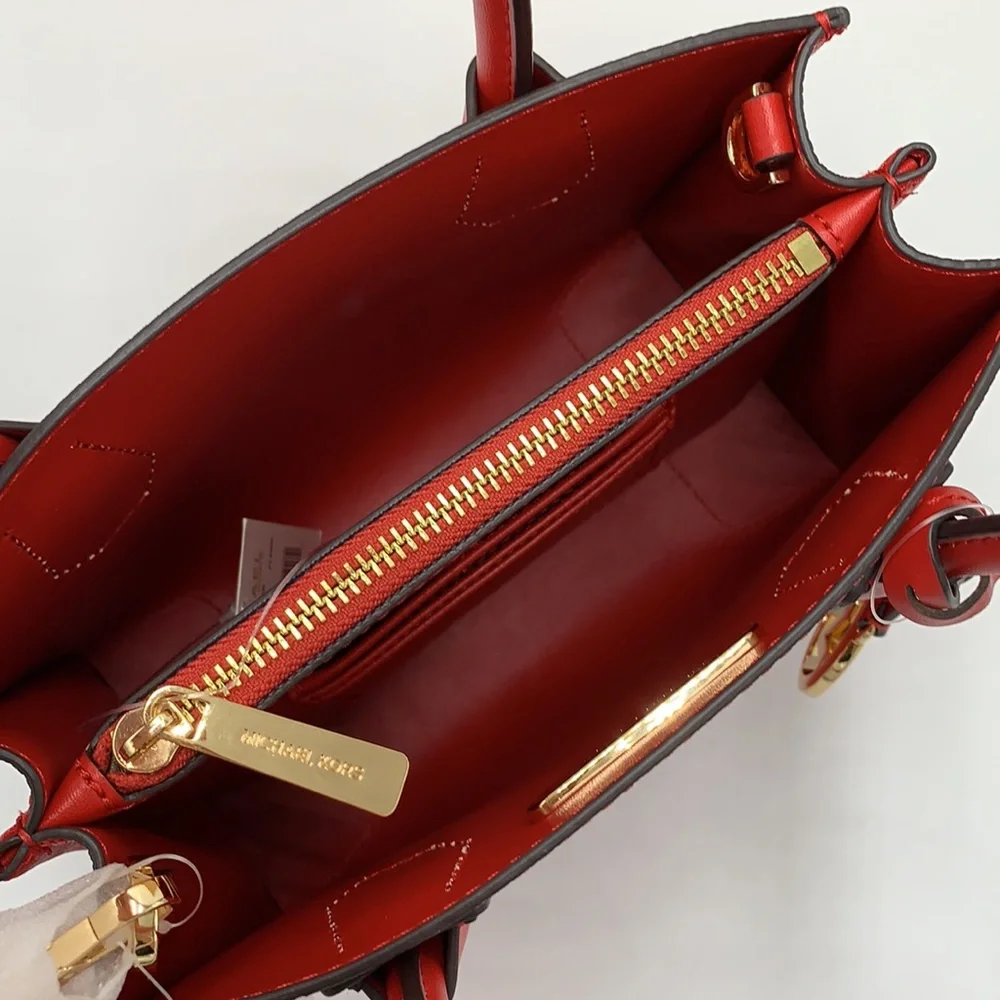 MICHAEL KORS MERCER MEDIUM MESSENGER CROSSBODY BAG FLAME COLOR - Picture 6 of 14